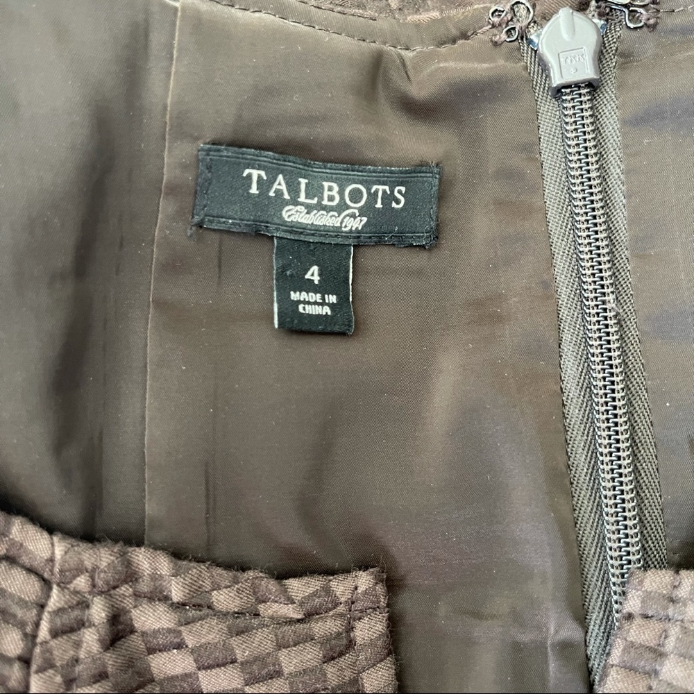 Talbots Brown Checkered Pattern Sheath Dress 4 - image 4